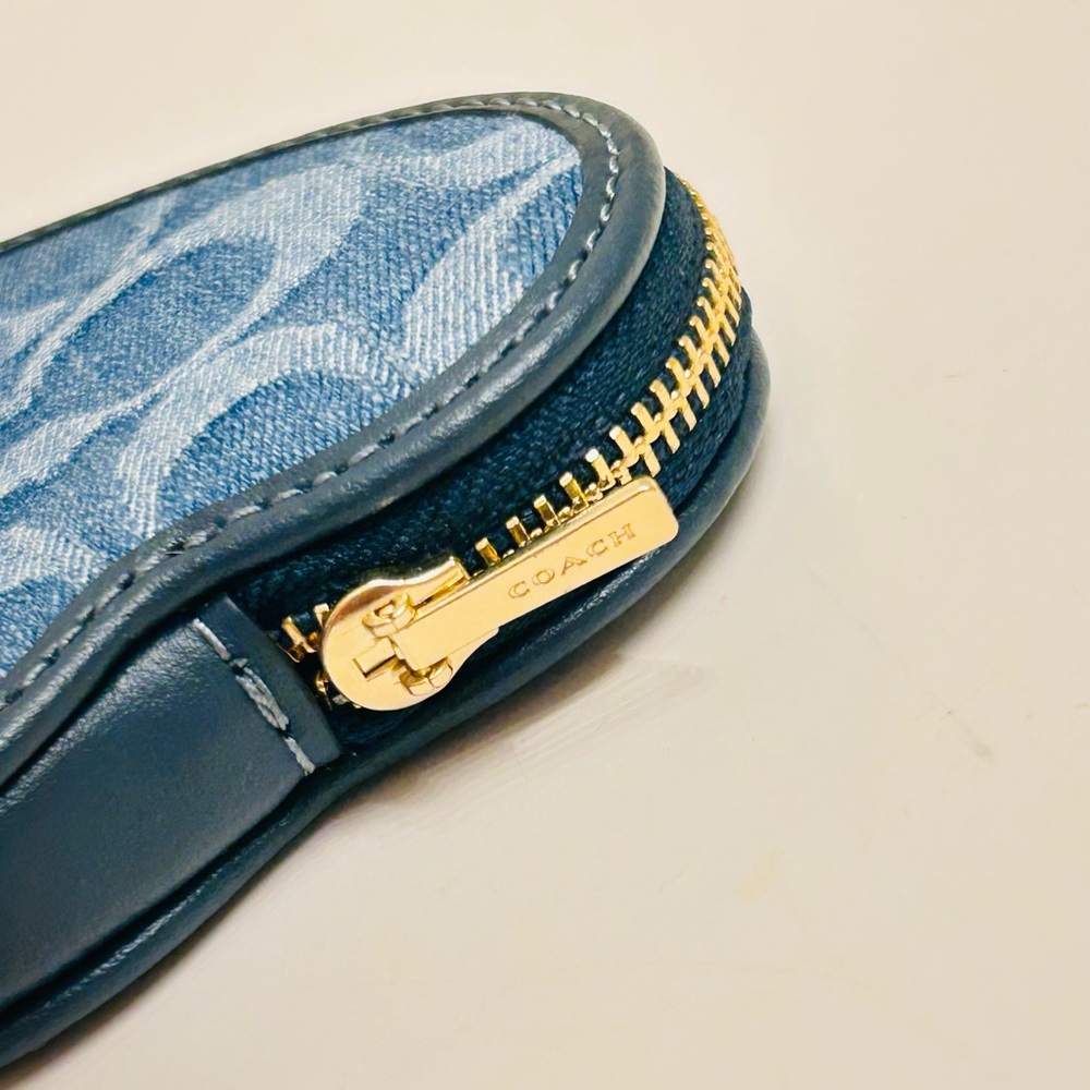Coach Denim Blue Heart Keychain/ Bag Charm/ Wallet - Picture 8 of 15